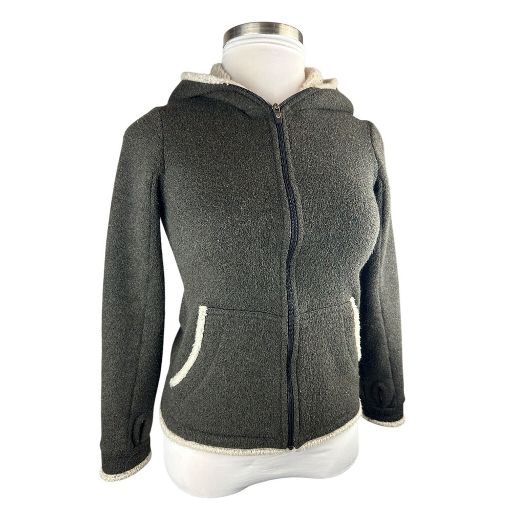 Kuhl Apres Alfpaca Fleece Full Zip Hooded Jacket Sherpa Brown Cozy Warm Size XS - Picture 4 of 16